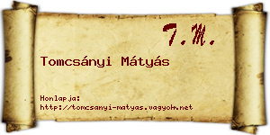 Tomcsányi Mátyás névjegykártya