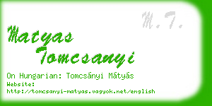 matyas tomcsanyi business card